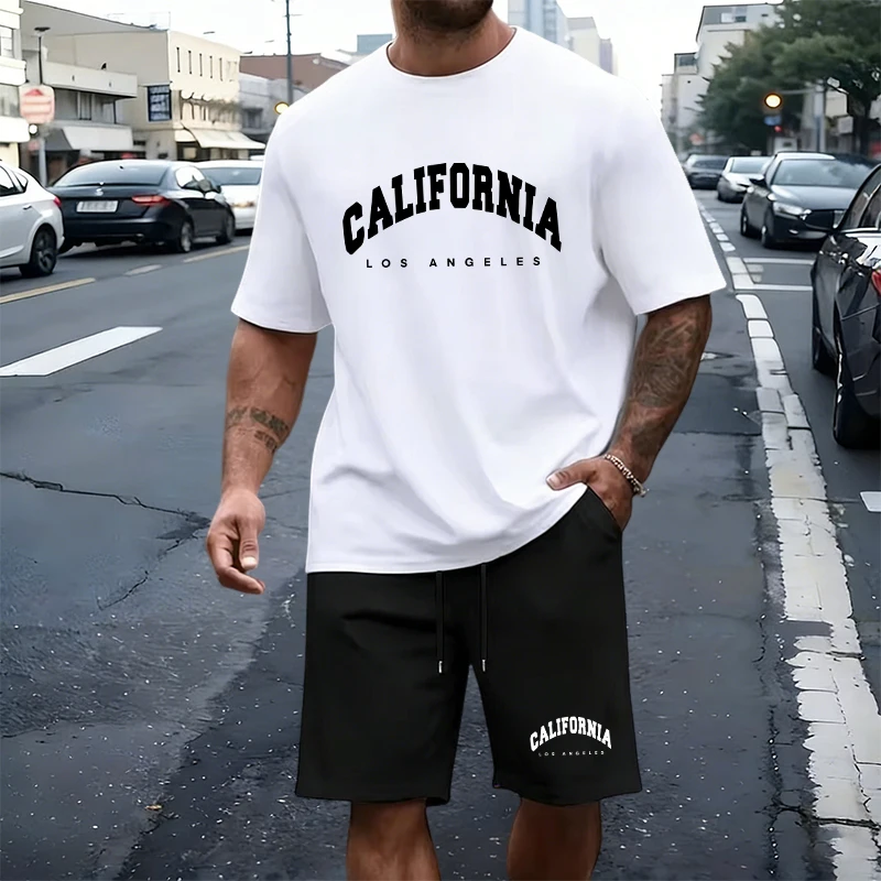 Street Summer Fashion - Men's T-Shirt Tracksuit Print Adult Sports