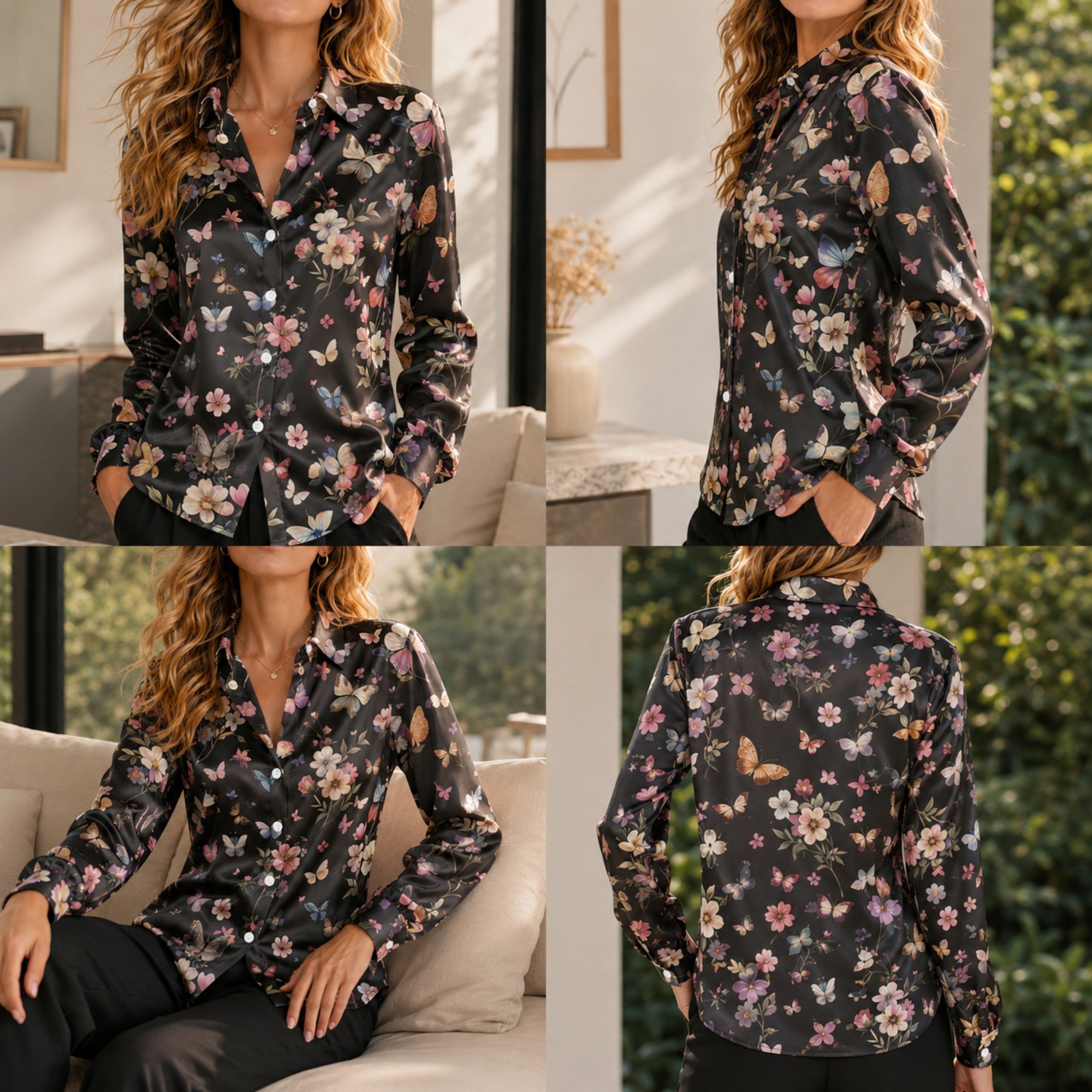 Women Loose Satin Shirt Long S - Fashion Streetwear recension och pris