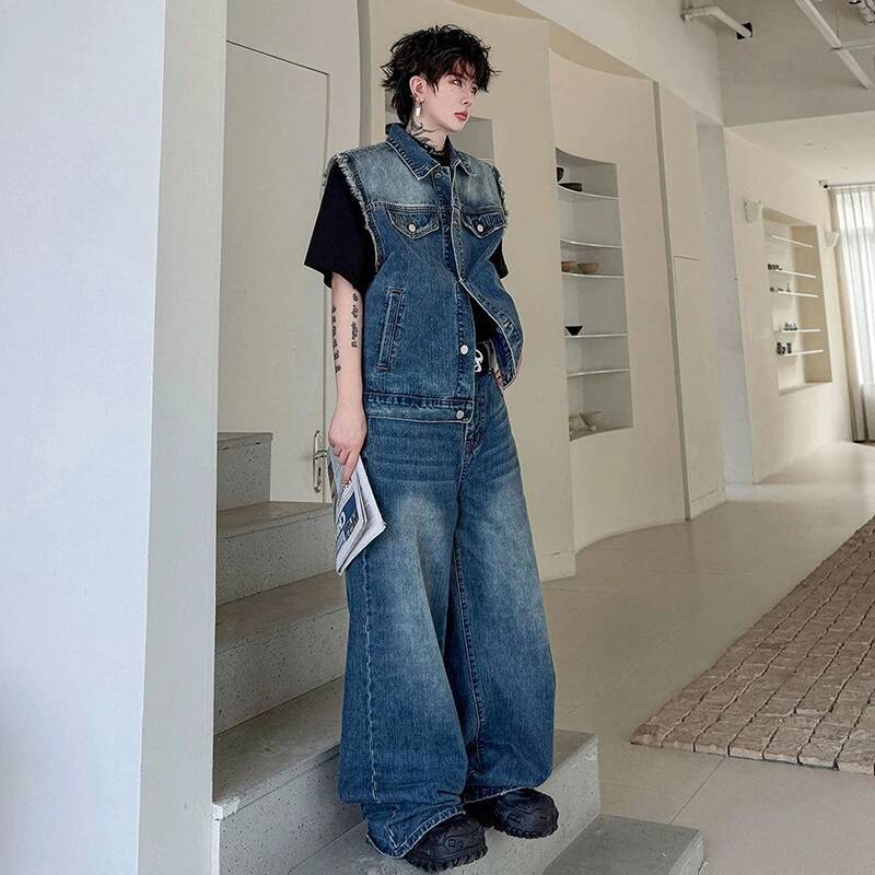 LUZHEN 2026 Summer Denim Two-p - Fashion Streetwear recension och pris