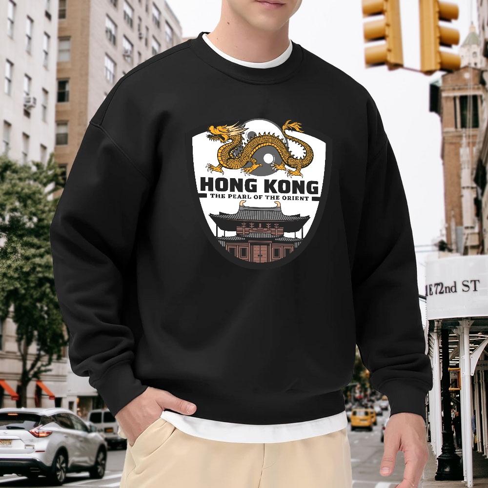 Men's Black Crew Neck Loose Sw - Street Fashion Hong Kong recension och pris