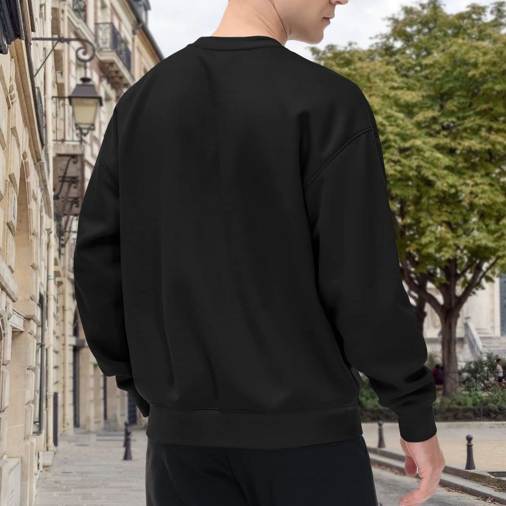 Men's Black Crew Neck Loose Sw - Street Fashion Hong Kong recension och pris