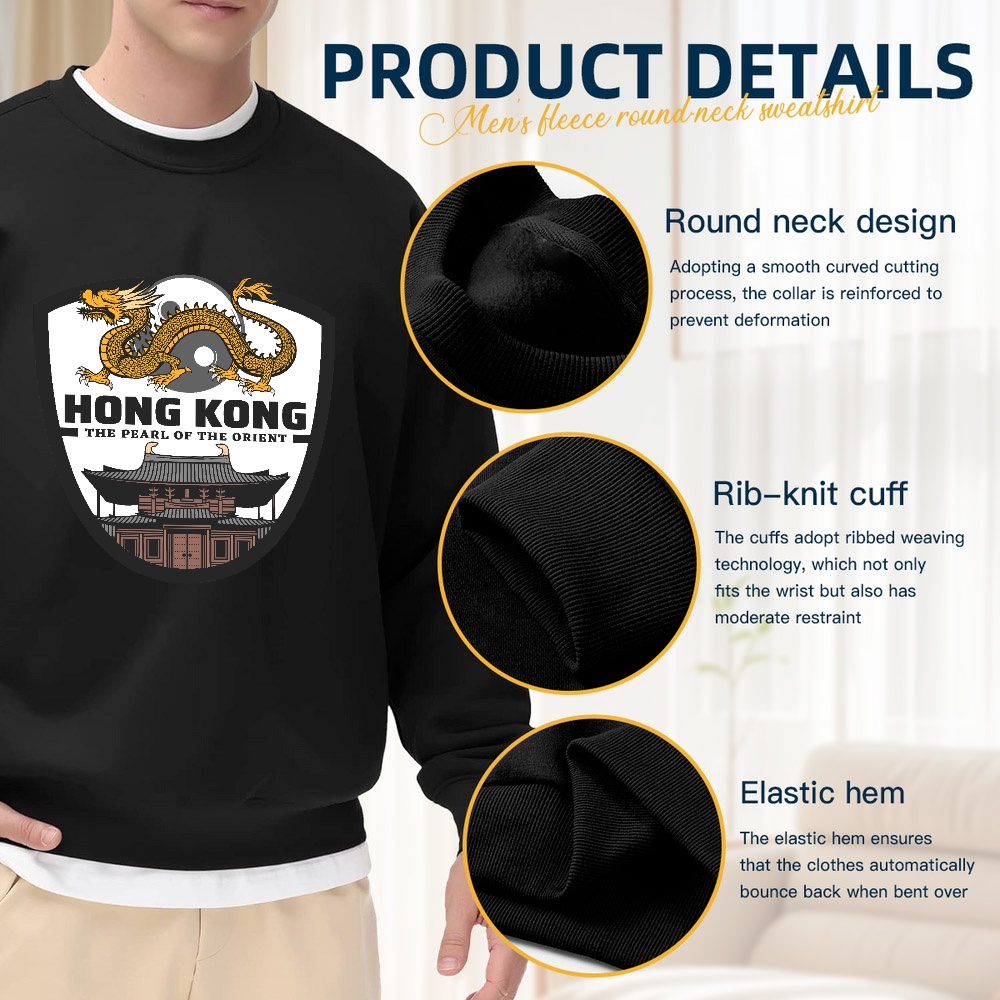Men's Black Crew Neck Loose Sw - Street Fashion Hong Kong recension och pris