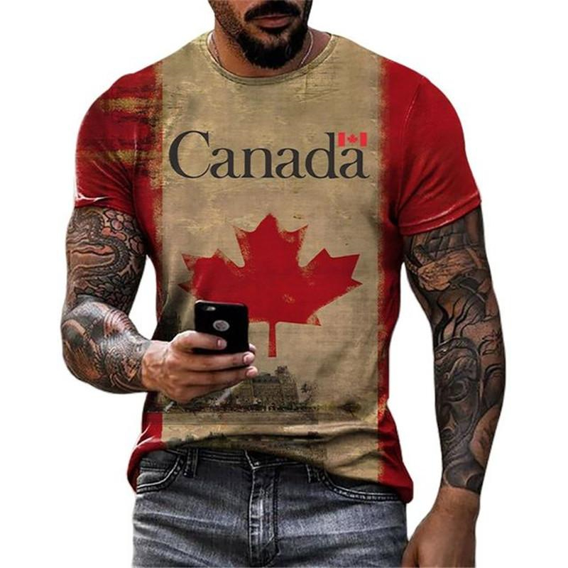 Retro Canada Flag T-shirt 3D P - Street Fashion Trends 2026 recension och pris